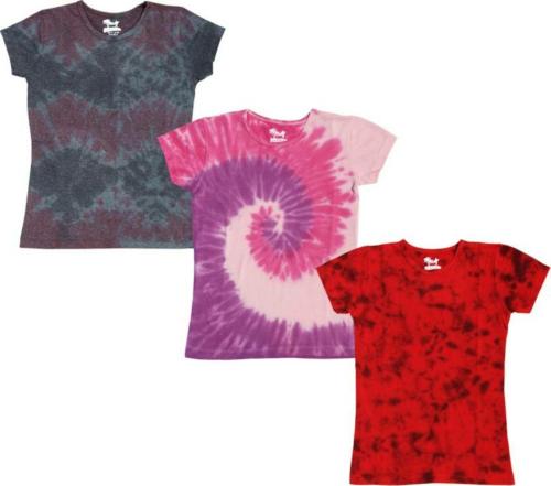 Sand Beach Girls Multicolor Tie and Dye Cotton Blend T-Shirt (Pack of 3) - 11-12 Y