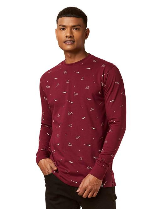 The Souled Store Men Maroon Printed T-Shirts