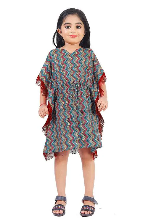 Noyyal Kids Cotton Kaftan Dresses For Girls, 13 Years-14 Years