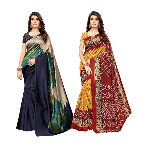 Grubstaker Art Silk Saree Combo of 2 Saree