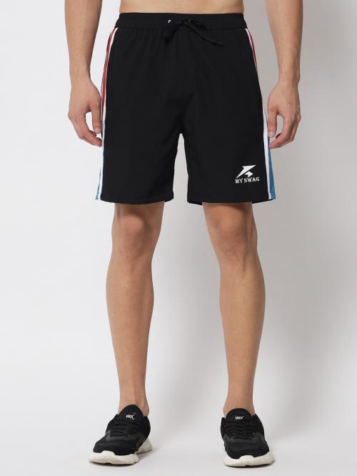 My Swag Men's Black Color Solid Exercise Shorts