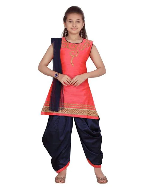 Aarika Girls Gajri Colour Patiala Suit Set