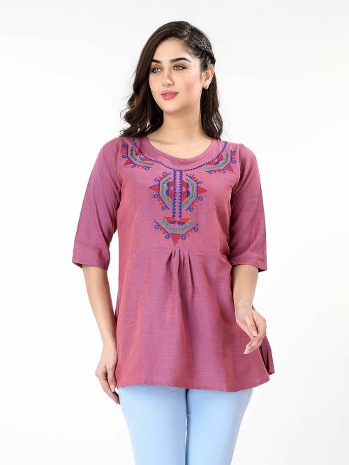 Buy RibNee Embroidery Short Top Light Rose Online at Best Prices in