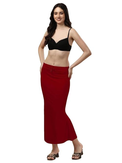 WOO THING Saree Shapewear Petticoat Stretchable Thigh & Hip Shaper Saree Silhouette Shapewear for Women-MAROON-L