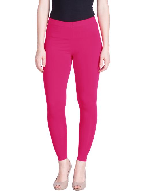 LYRA Rose Pink Superior staple cotton Ankle Length Leggings.Look like new even after repeated washing,Suitably designed to mould any body shape perfectly.