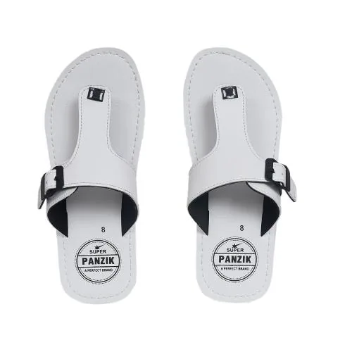 PANZIK Men's Casual Daily Sandals and Floaters (White)(Size-5)
