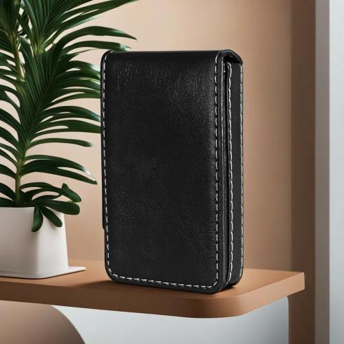 LOREM Black Small Pocket Sized ID, Card Holder With Magnetic Shut Button for Men & Women WL614