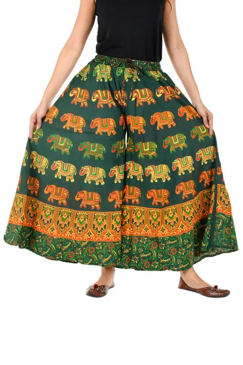 Rangun Green Color 100% Cotton Relaxed Printed Women Plazzos