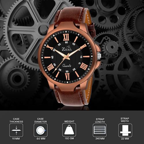 ZR630 brown Leather Strap for Boys with style Analog Watch