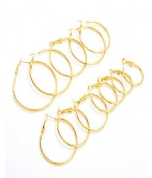 DENICRAAS Stainless Steel Twisted Gold Silver Tone Hoop Earrings Set For Women (Pack Of 20)