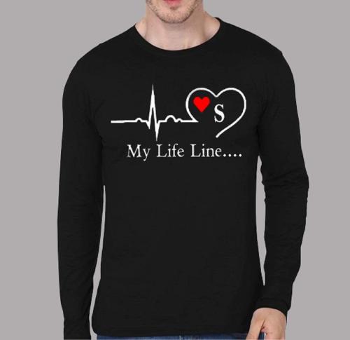 P7 Star - Polyester Long Sleeves Printed Tshirt For Men's & Boys- (S) Alphabet T-Shirt (XXL) Black