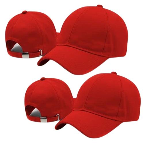 Arsha Lifestyle Unisex Head Caps for Men - Adjustable Strap Summer Caps(Red-Red-Pack of 2)