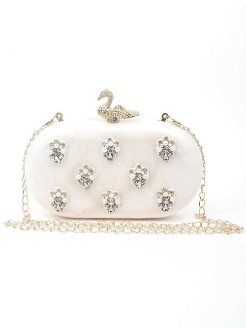 Odette White Women Sling Bag