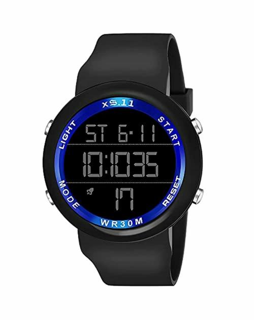 XTIME Sports Digital Blue Ring, Black Dial Black Strap Watch for Boys & Girls