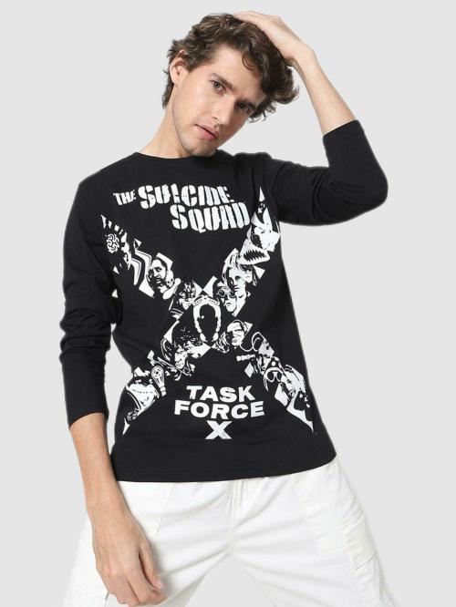 Bewakoof Men Graphic Black Full Sleeves Round Neck Tshirt