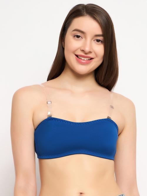 Clovia Blue Solid Cotton Single Balconette Bras