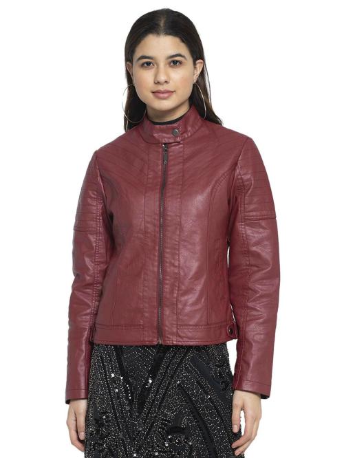 Global Republic Women Solid T Neck Jackets