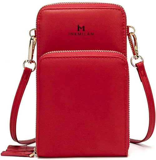 INKMILAN Red Polyurethane Handbag