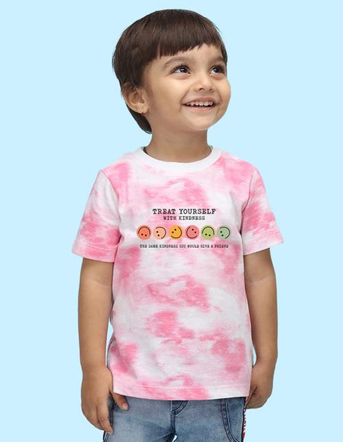 Nusyl infants pink smilies printed Tie & Dye tshirt.