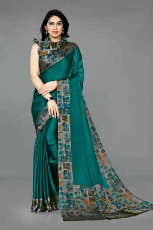 VIHAAN CLOTHING Women Green Printed Banarasi Saree