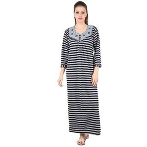 A - MAN Line Women's Woollen Nighty/Nightwear/Nightdress (Black, Large)