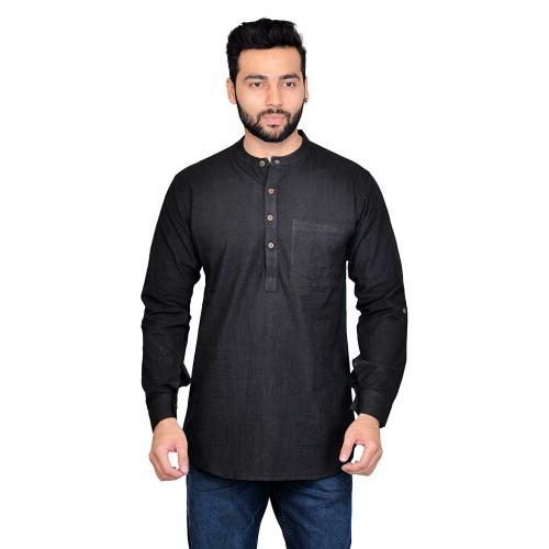 Paroksh Men Black Khadi Kurta (40)