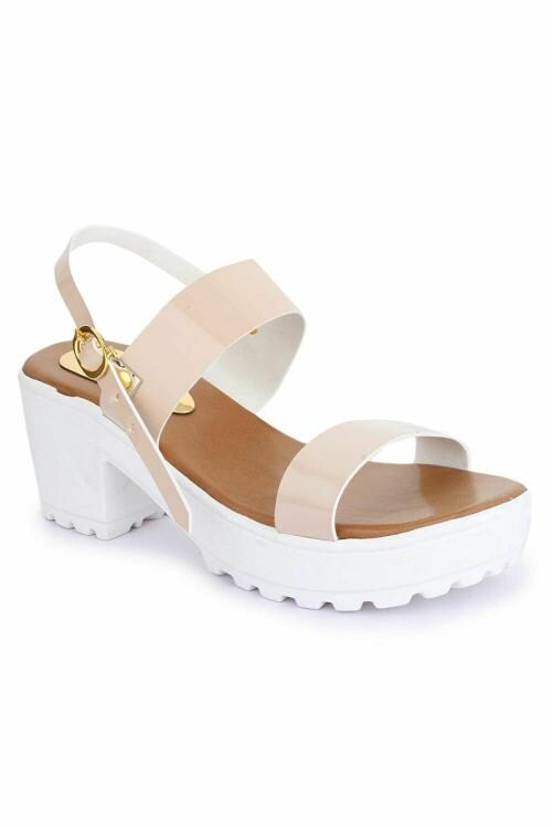 Mijas Trendy Beige Heel Sandals for women