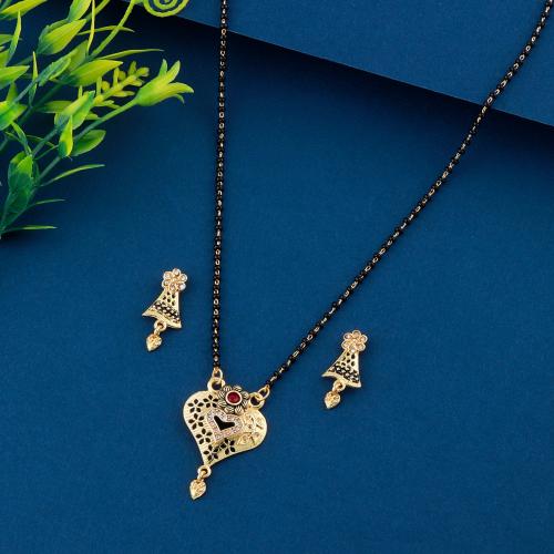 Buy Traditional Gold Plated Heart Pendant Mangalsutra With Earring for