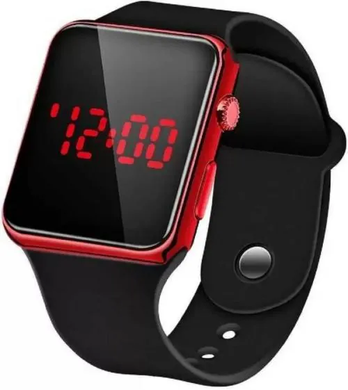 Hala Square LED Red Case Digital Watch - For Boys & Girls