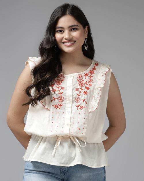 Buy Aarika Women's Cream colour Top Online at Best Prices in India JioMart.