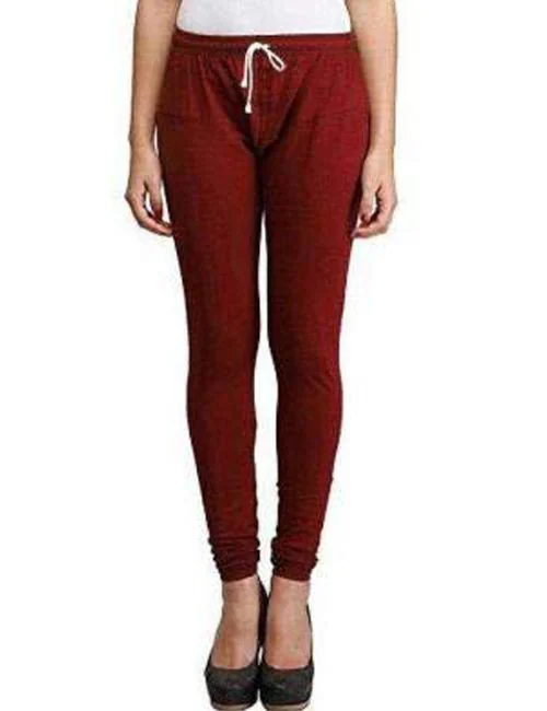 KEX Maroon Rubi Churidar Leggings For Women's Cotton Lycra Leging for Girl women Leggings Girls Leggings Legging