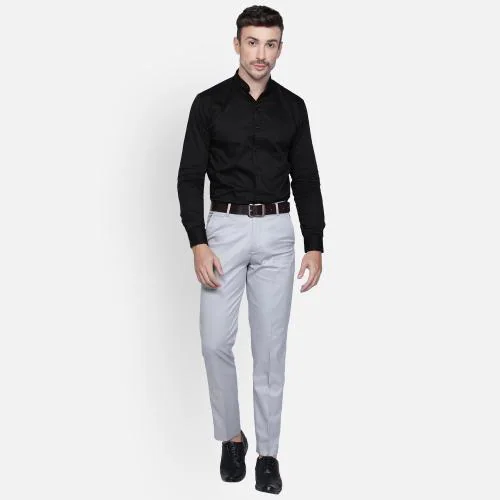 Buy HAUL CHIC Men Grey Solid Synthetic Single Formal Trousers Online at ...