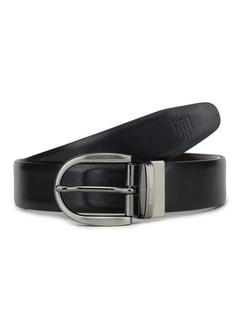 MOHRA ARBOL Men's Formal Solid Attractive Synthetic, Genuine Reversible Leather Belt Black 38