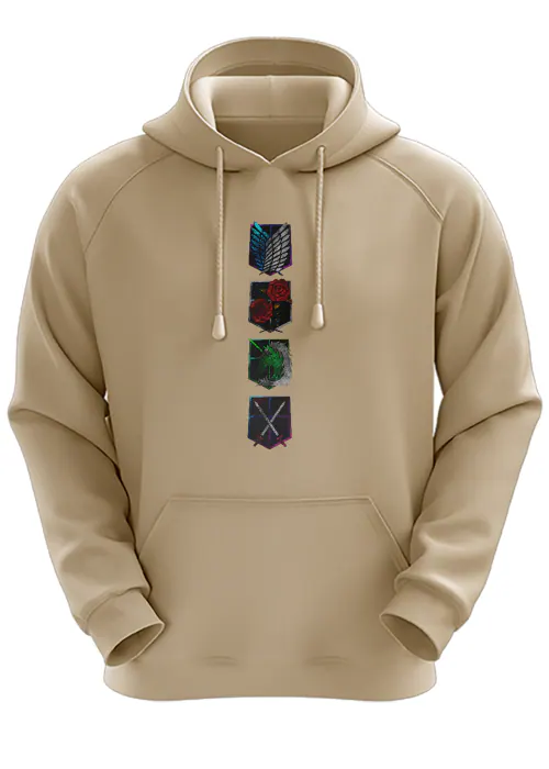 Medium - Beige Unisex AOT Regiments Attack On Titan Hoodie TeesTheDay