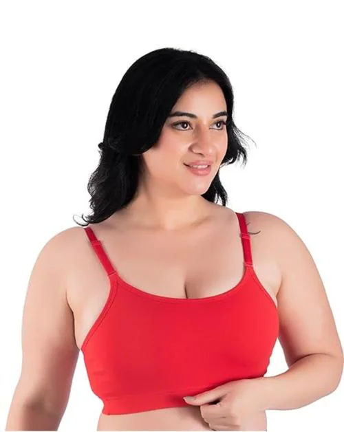 MISSVALENTINE Women's Non Padded fullcoverage Sports Bra-Juhi-(Red)-30 | Pack of 1