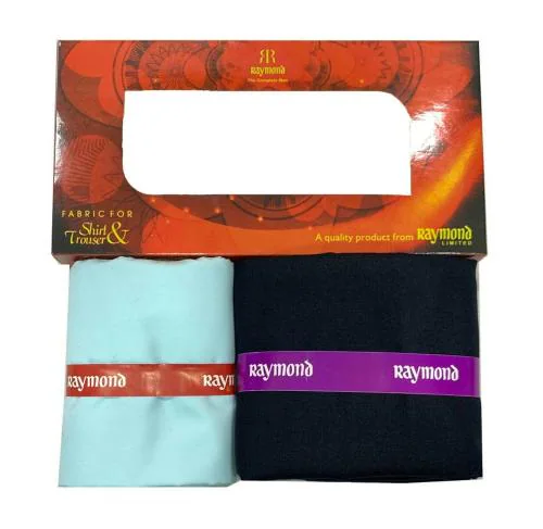 Raymond Sky Blue Solid Pc-Cotton Shirt & Trouser Fabric in Window Box Packing (Shirt-2.25 m, Pant-1.20 m) R-Onyx-24