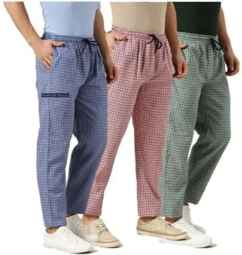 AWALA FASHION Men's Super Combed Cotton Checkered Pyjamas [Pack of 3]