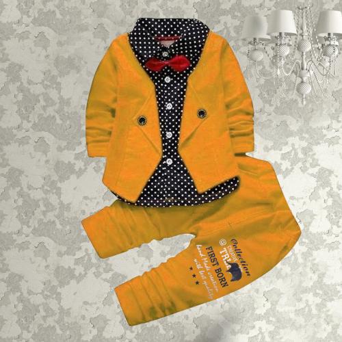 KESWI FAB Boys Cotton All Over Print Shirt and Pant Set with Waist Coat in Turquoise