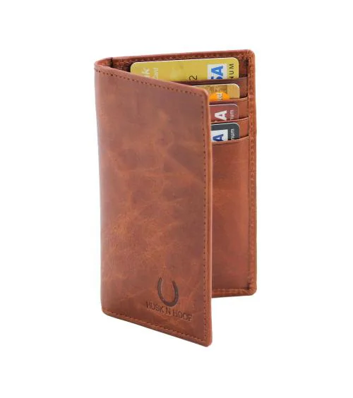 Husk N Hoof RFID Protected Leather Credit Card Holder Wallet For Men Women Brown
