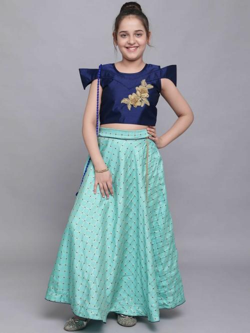 Bollylounge Girl's Ethnic Wear Bamboo Silk Readymade Lehenga Choli