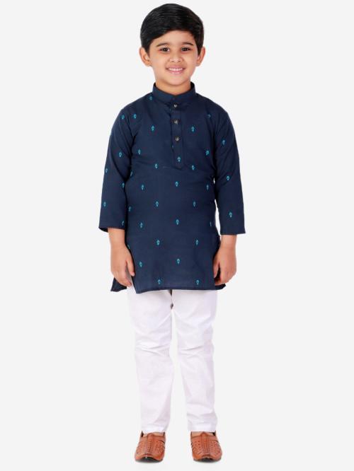 Pro-Ethic Style Developer Kid's Cotton Dark Blue Kurta Pajama Set For Boys
