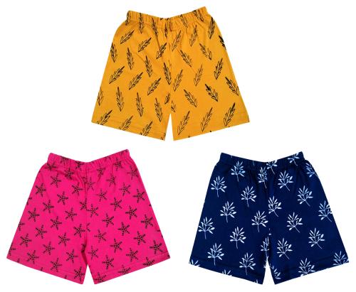 IndiWeaves Girls Cotton Printed Regular Shorts/Hotpants (Pack of 3)