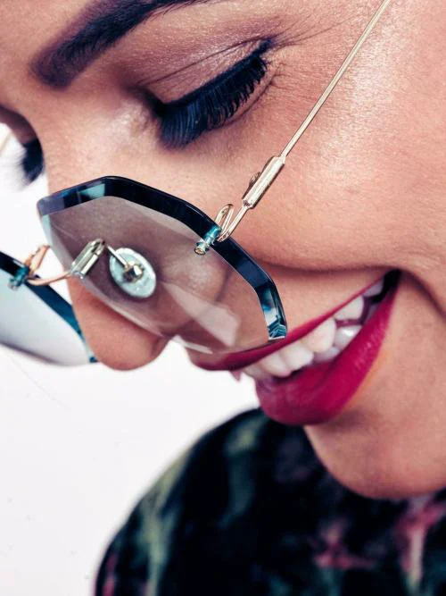 Women Pink Rimless Sunglasses