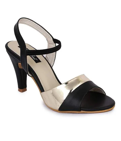 Funku Fashion Black Colorblock Kitten Heels For Women