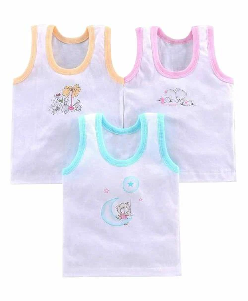 ANGAAKAR CLOTHINGS Printed Baby Vest For Kids Cotton Sleeveless Sando Baniyan Toddler Innerwear Baby Cloth For Boys & Girls Pack of 3