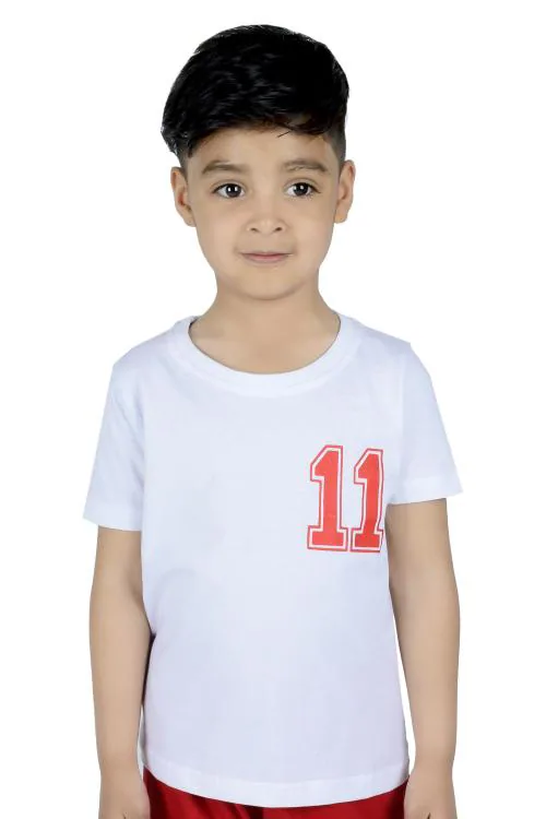 3BROS KIDS BOY AND GIRL ROUNDNECK HALF SLEEVE T SHIRT, WHITE, 8-9 YEARS