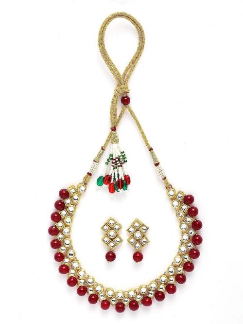 Buy GLOWRY Gold Plated red Pearl Choker Necklace Set for Women Online