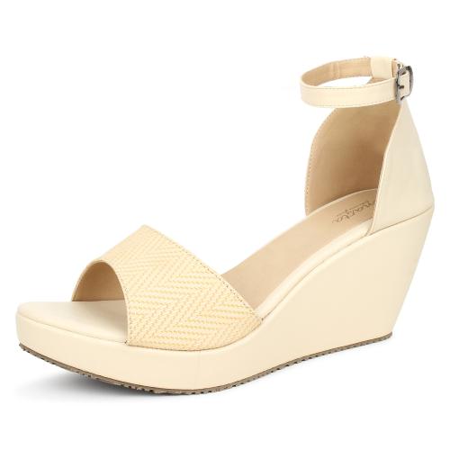 Snasta Womens Peep Toe Nude Wedges Sandals