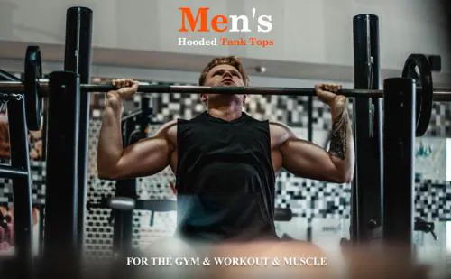 Hot Button Mens Gym Sleeveless Tank Tops Stringer Hoodie for Bodybuilding Workout Size XXL