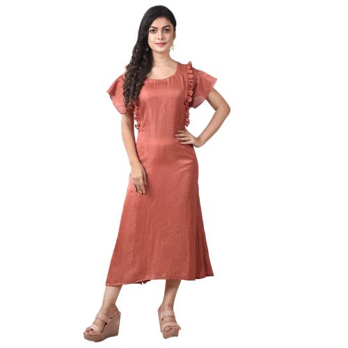 GUNJAN'S Rust Color Maxi Dress